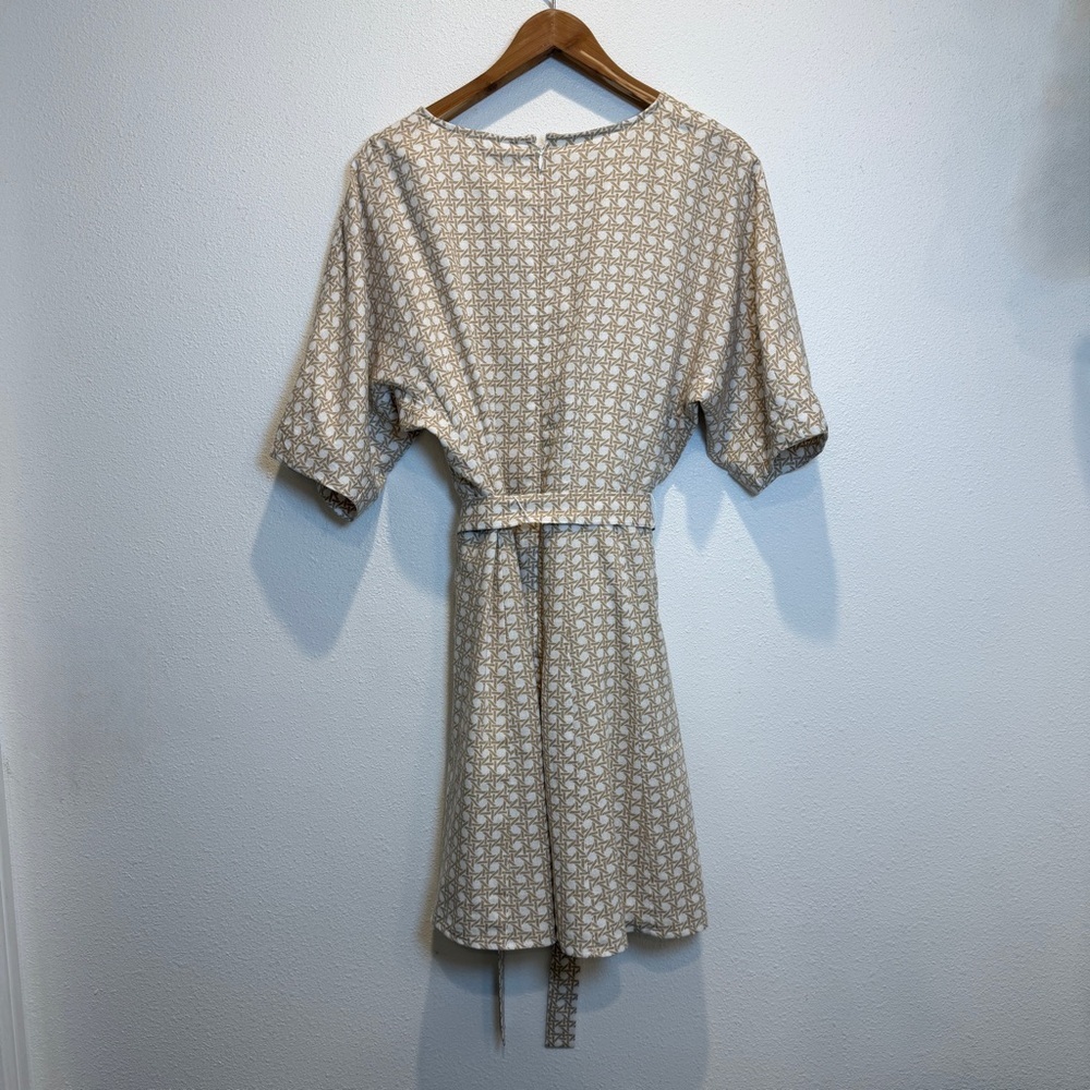 Ann Taylor Lattice Linen Blend Split Neck Flare Dress NWT SIZE 10 - Picture 3 of 5